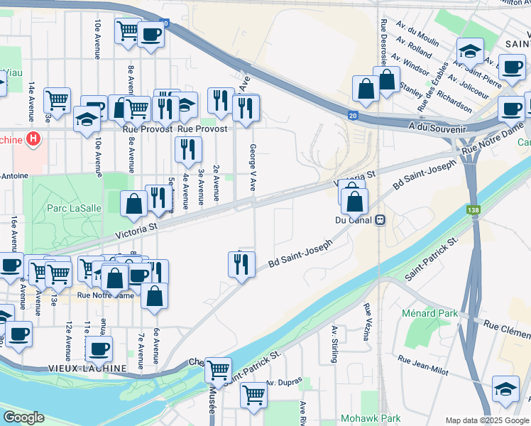 map of restaurants, bars, coffee shops, grocery stores, and more near 379 Avenue Skaniatarati in Montreal