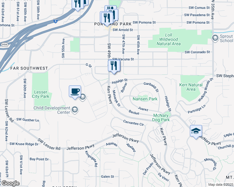 map of restaurants, bars, coffee shops, grocery stores, and more near 14 Nansen Summit in Lake Oswego