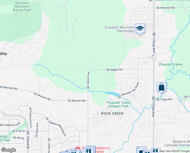 map of restaurants, bars, coffee shops, grocery stores, and more near 16429 SouthEast Pacific Crest Trail Place in Happy Valley