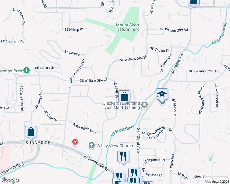 map of restaurants, bars, coffee shops, grocery stores, and more near 11764 Southeast 119th Avenue in Happy Valley