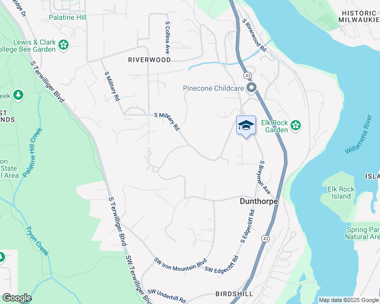 map of restaurants, bars, coffee shops, grocery stores, and more near 240 South Tryon Hill Road in Portland
