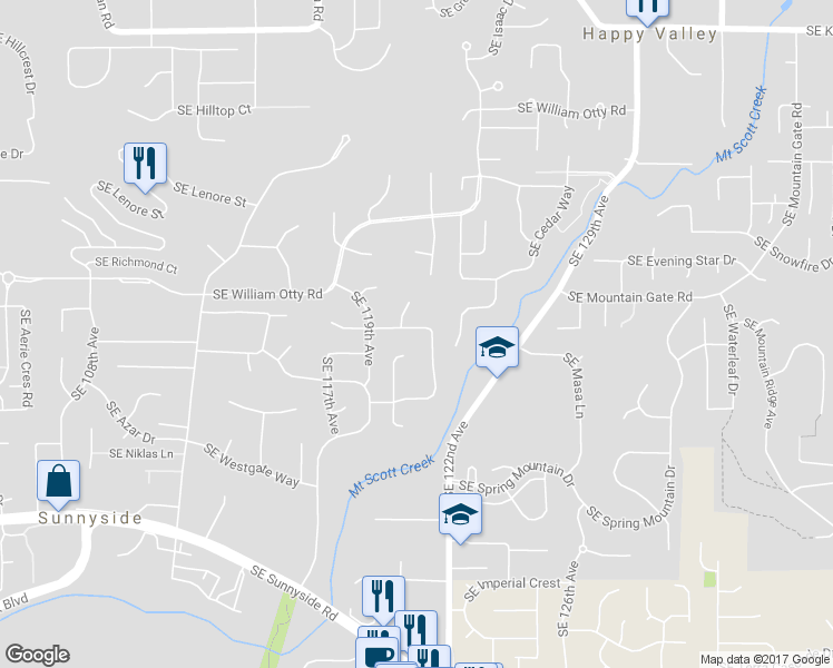 map of restaurants, bars, coffee shops, grocery stores, and more near 12084 Southeast Sovereign Drive in Happy Valley