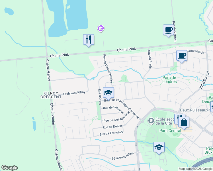map of restaurants, bars, coffee shops, grocery stores, and more near 42 Rue du Glenbow in Gatineau