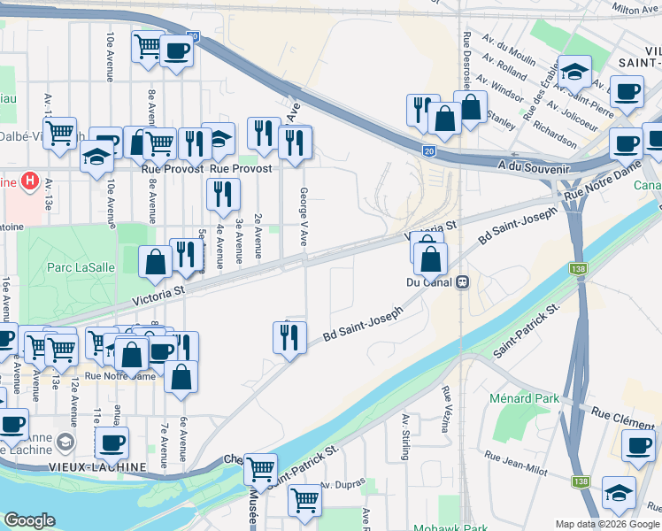 map of restaurants, bars, coffee shops, grocery stores, and more near 398 Avenue Skaniatarati in Montreal