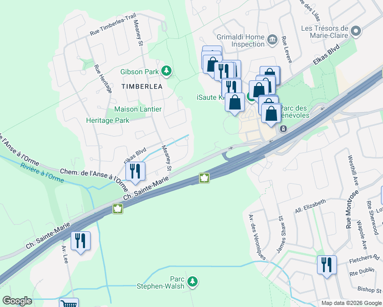 map of restaurants, bars, coffee shops, grocery stores, and more near 39 Rue des Hirondelles in Kirkland