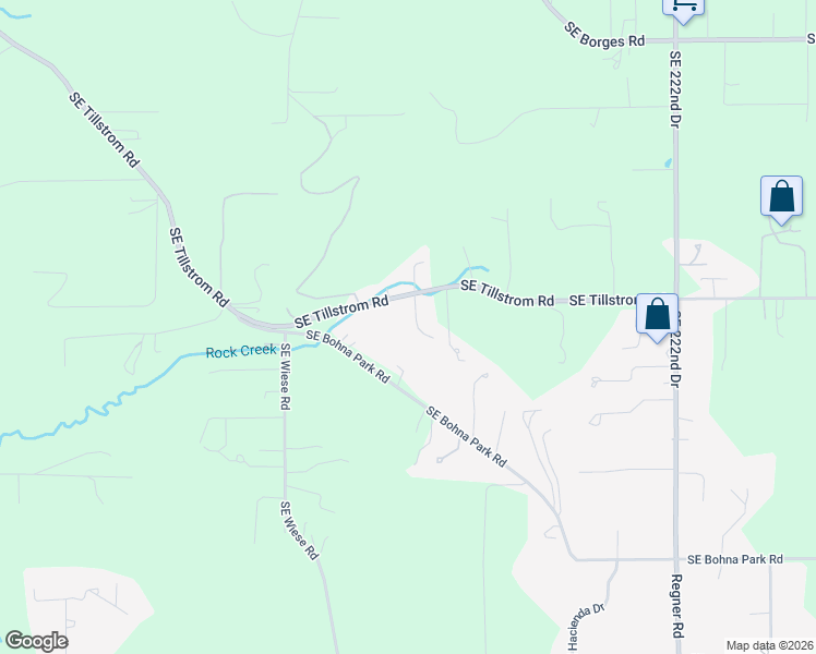map of restaurants, bars, coffee shops, grocery stores, and more near 21060 Southeast Tillstrom Road in Damascus