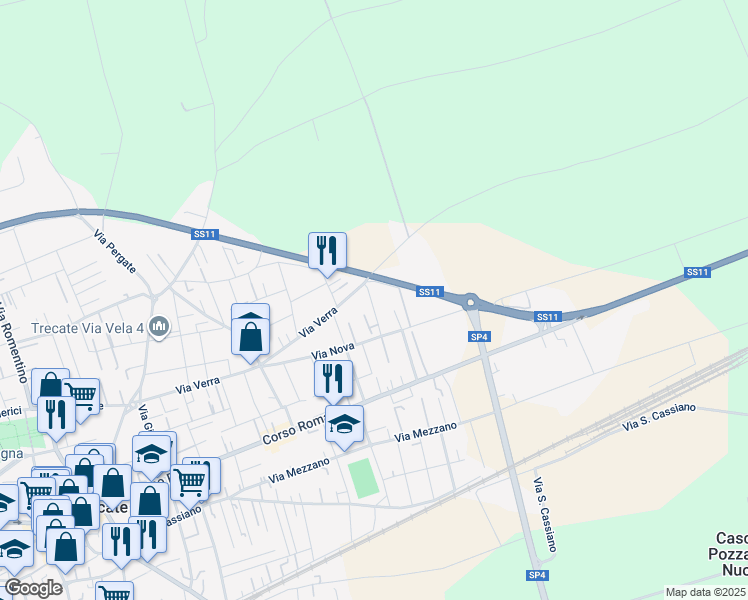 map of restaurants, bars, coffee shops, grocery stores, and more near 2 Via Sempione in Trecate