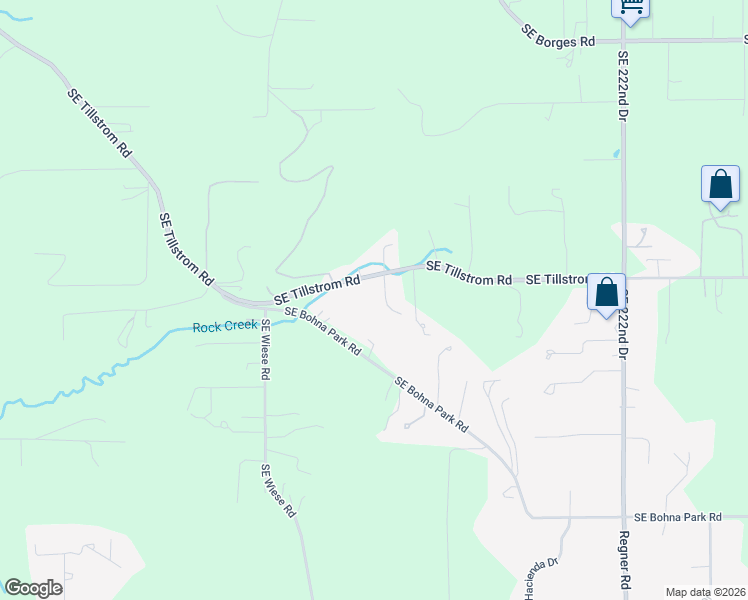 map of restaurants, bars, coffee shops, grocery stores, and more near 21060 Southeast Tillstrom Road in Damascus