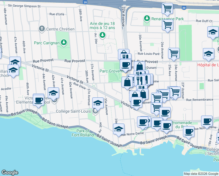 map of restaurants, bars, coffee shops, grocery stores, and more near 3475 rue Ivan Franko in Montréal