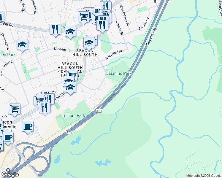 map of restaurants, bars, coffee shops, grocery stores, and more near 59 Sutton Place in Ottawa