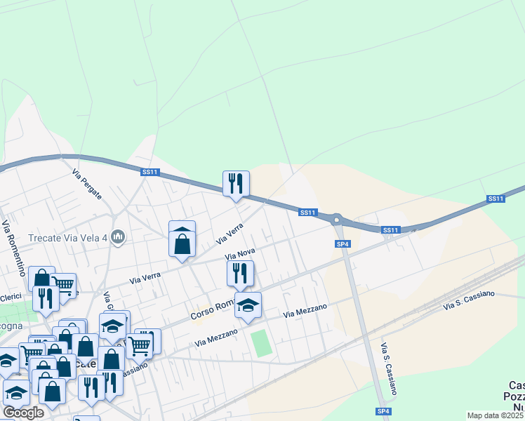 map of restaurants, bars, coffee shops, grocery stores, and more near 2 Via Sempione in Trecate