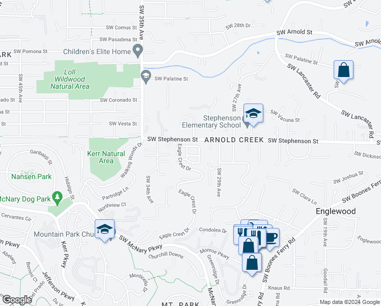 map of restaurants, bars, coffee shops, grocery stores, and more near 4 Pheasant Run in Lake Oswego