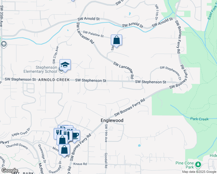 map of restaurants, bars, coffee shops, grocery stores, and more near 1845 Southwest Dickinson Lane in Portland
