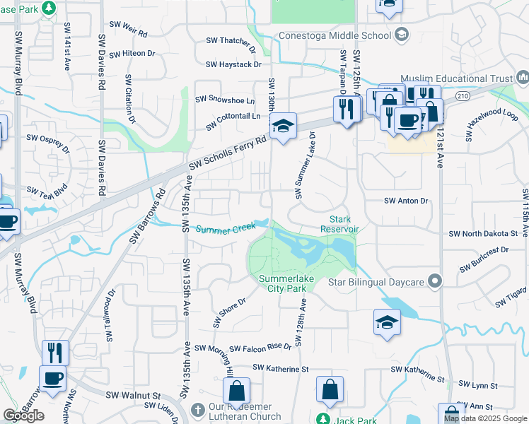 map of restaurants, bars, coffee shops, grocery stores, and more near 11127 Southwest Eschman Way in Tigard