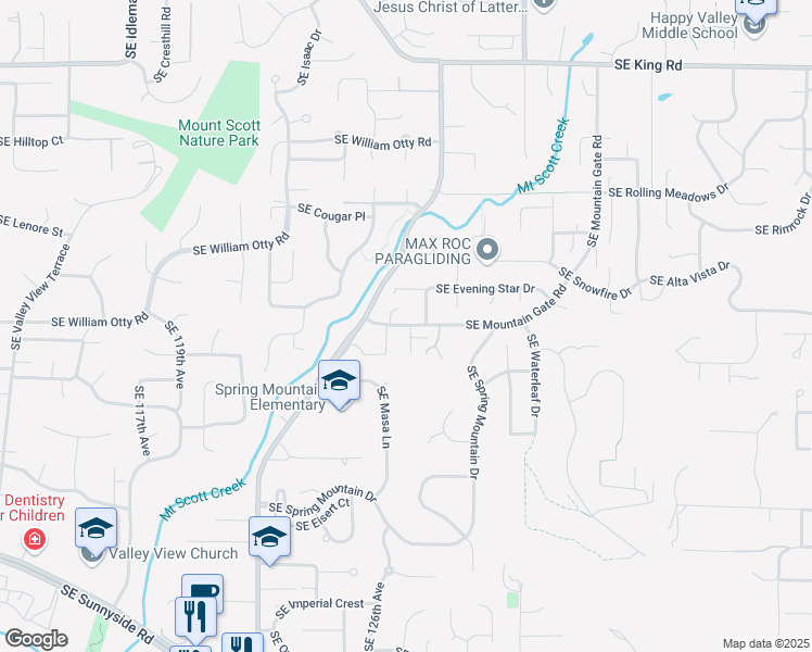 map of restaurants, bars, coffee shops, grocery stores, and more near 16000 Southeast Misty Drive in Happy Valley
