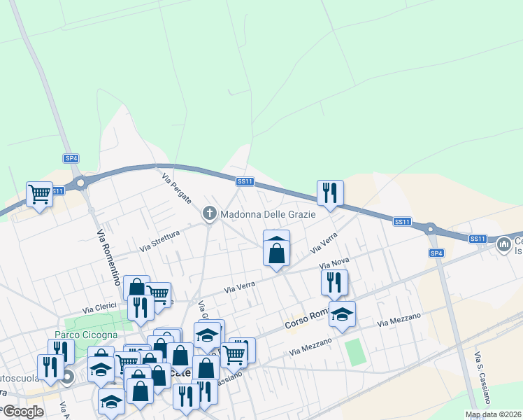 map of restaurants, bars, coffee shops, grocery stores, and more near 35 Via Pregagliana in Trecate