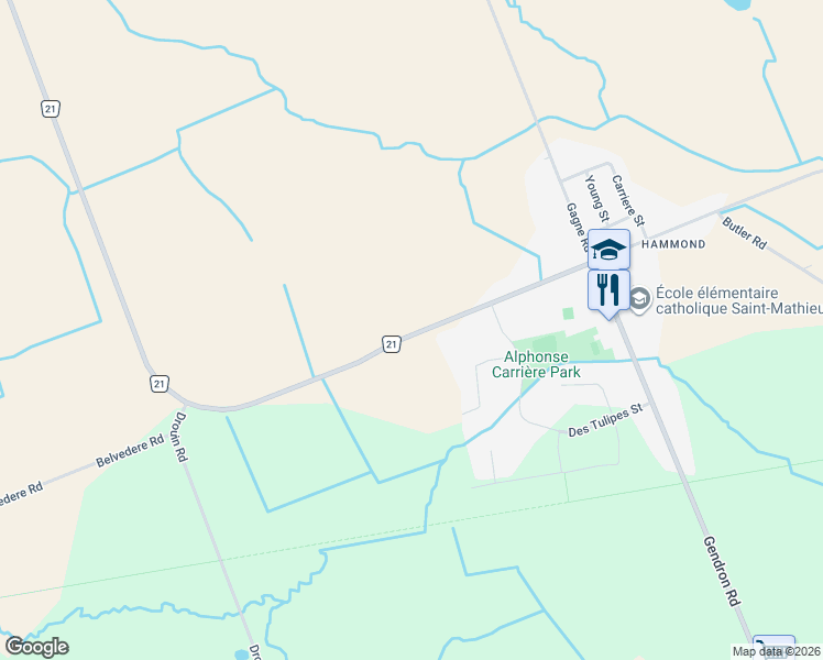 map of restaurants, bars, coffee shops, grocery stores, and more near 775 Lacroix Road in Clarence-Rockland