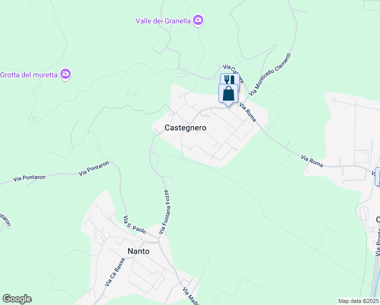 map of restaurants, bars, coffee shops, grocery stores, and more near 24 Via Brigata Cadore in Castegnero