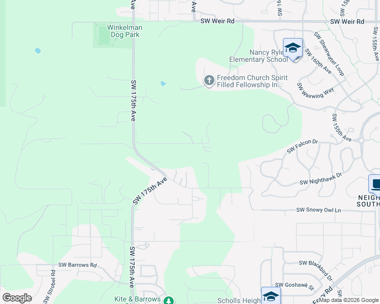 map of restaurants, bars, coffee shops, grocery stores, and more near 17007 Southwest High Hill Lane in Beaverton