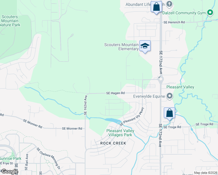map of restaurants, bars, coffee shops, grocery stores, and more near 16581 Southeast Hagen Road in Happy Valley