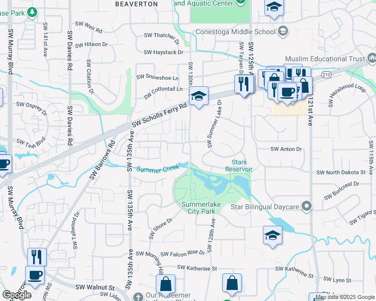 map of restaurants, bars, coffee shops, grocery stores, and more near 11076 Southwest Eschman Way in Tigard