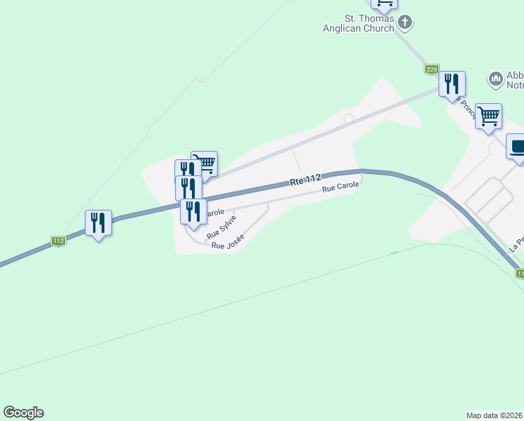 map of restaurants, bars, coffee shops, grocery stores, and more near 75 Rue Josée in Rougemont