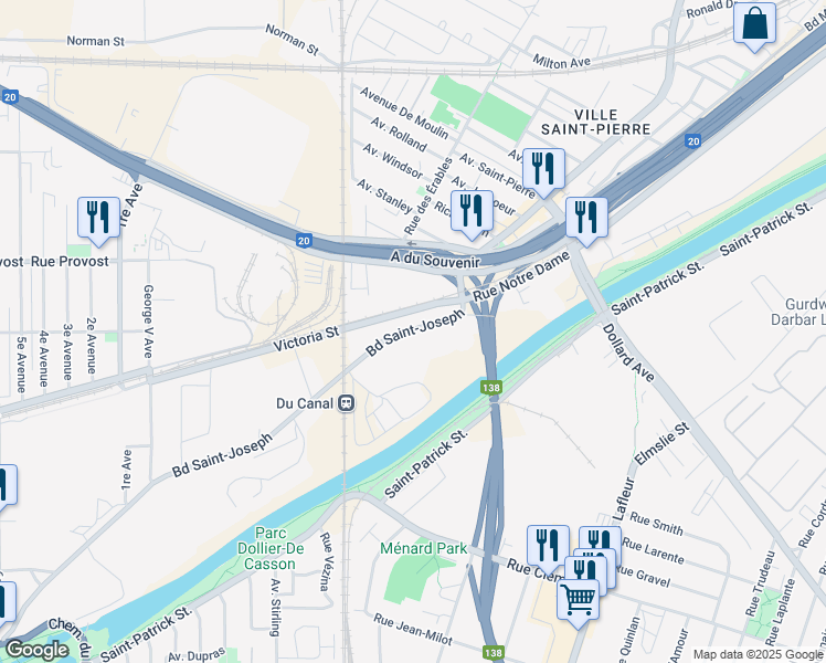 map of restaurants, bars, coffee shops, grocery stores, and more near 3763 Boulevard Saint-Joseph Est in Montréal