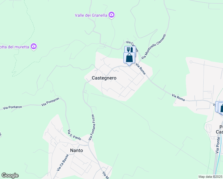 map of restaurants, bars, coffee shops, grocery stores, and more near 24 Via Brigata Cadore in Castegnero