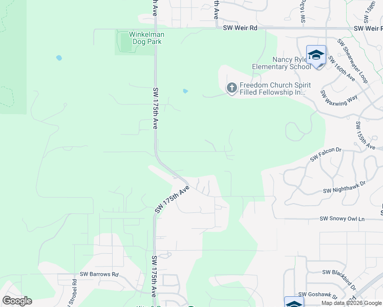 map of restaurants, bars, coffee shops, grocery stores, and more near 17207 Southwest Siler Ridge Lane in Beaverton
