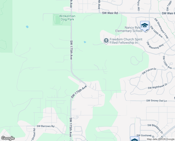 map of restaurants, bars, coffee shops, grocery stores, and more near 17207 Southwest Siler Ridge Lane in Beaverton