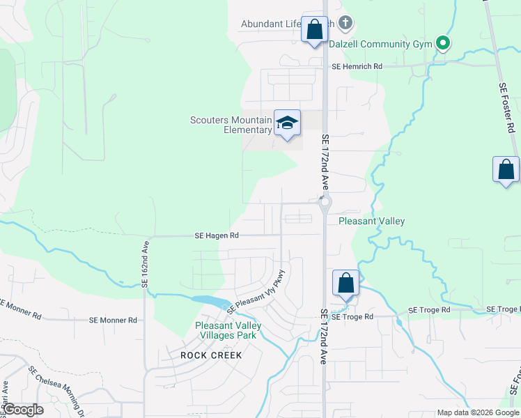 map of restaurants, bars, coffee shops, grocery stores, and more near 16786 Southeast Scouters Mountain Road in Happy Valley