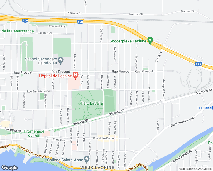 map of restaurants, bars, coffee shops, grocery stores, and more near 607 9e Avenue in Montréal