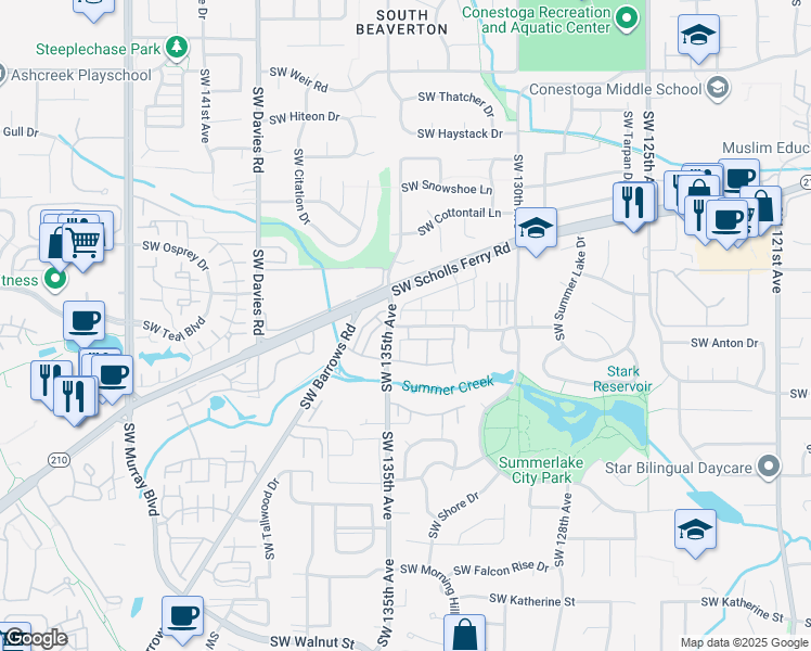 map of restaurants, bars, coffee shops, grocery stores, and more near 10903 Southwest Sage Terrace in Tigard
