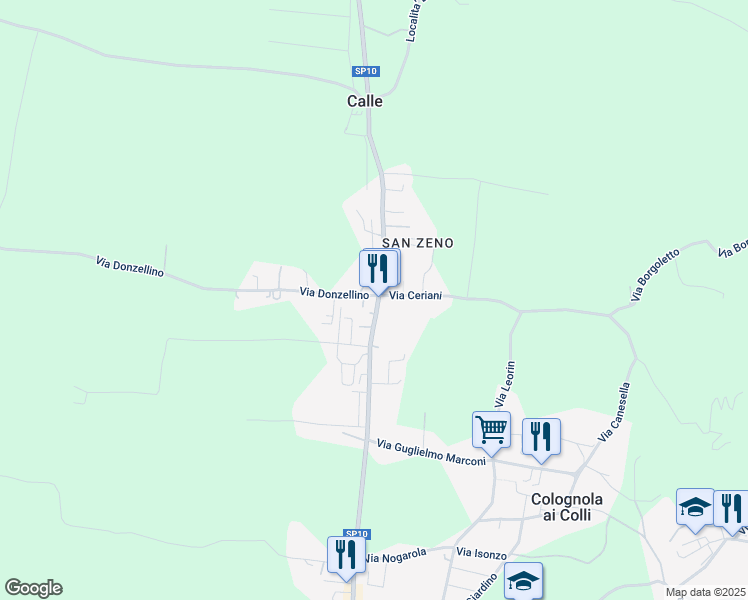 map of restaurants, bars, coffee shops, grocery stores, and more near 2 Via Donzellino in Colognola Ai Colli