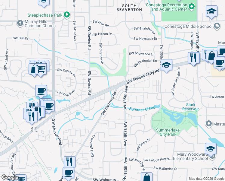map of restaurants, bars, coffee shops, grocery stores, and more near 10981 Southwest Sage Terrace in Tigard