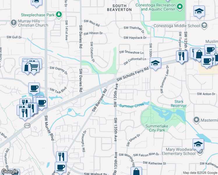 map of restaurants, bars, coffee shops, grocery stores, and more near 10981 Southwest Sage Terrace in Tigard