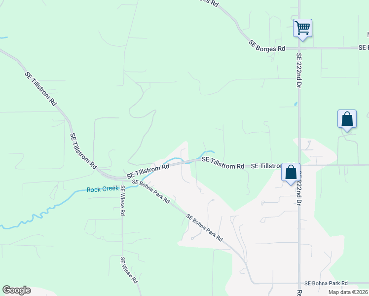 map of restaurants, bars, coffee shops, grocery stores, and more near 21145 Southeast Tillstrom Road in Damascus
