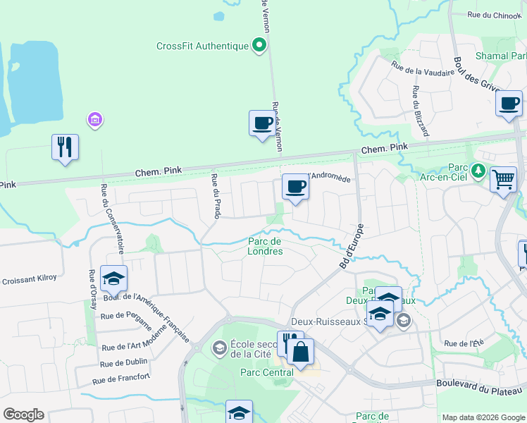 map of restaurants, bars, coffee shops, grocery stores, and more near 198 Rue de la Petite-Ourse in Gatineau