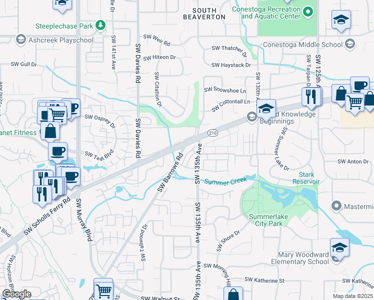 map of restaurants, bars, coffee shops, grocery stores, and more near 10975 Southeast Sequoia Avenue in Tigard