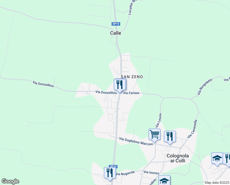 map of restaurants, bars, coffee shops, grocery stores, and more near 2 Via Donzellino in Colognola Ai Colli