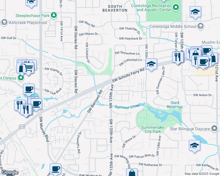 map of restaurants, bars, coffee shops, grocery stores, and more near 10903 Southwest Sage Terrace in Tigard