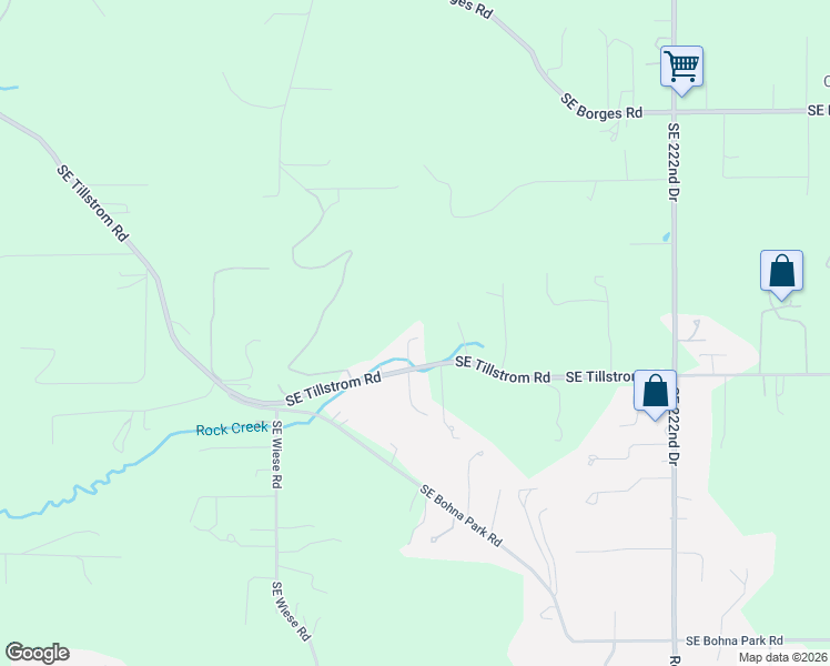 map of restaurants, bars, coffee shops, grocery stores, and more near 21145 Southeast Tillstrom Road in Damascus