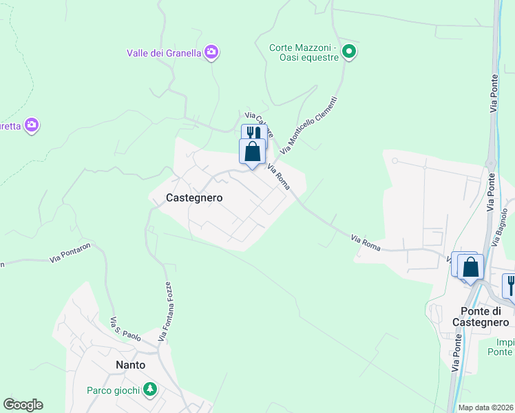 map of restaurants, bars, coffee shops, grocery stores, and more near 26 Via degli Eroi in Castegnero