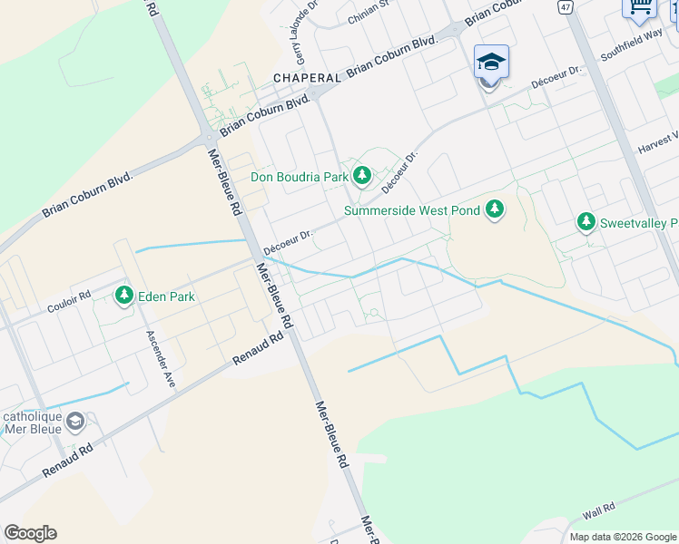 map of restaurants, bars, coffee shops, grocery stores, and more near 44 Gardenpost Terrace in Ottawa
