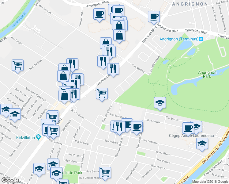 map of restaurants, bars, coffee shops, grocery stores, and more near 7275 Rue Chouinard in Montréal
