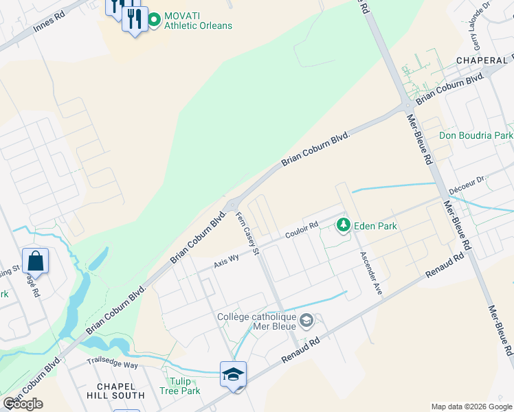 map of restaurants, bars, coffee shops, grocery stores, and more near 250 Loam Private in Ottawa
