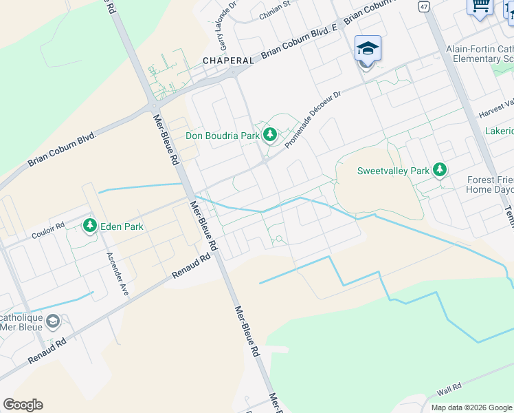 map of restaurants, bars, coffee shops, grocery stores, and more near 38 Gardenpost Terrace in Ottawa