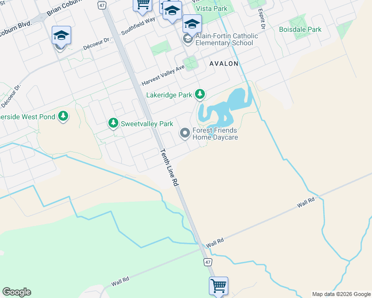 map of restaurants, bars, coffee shops, grocery stores, and more near 87 Little Lake Lane in Ottawa