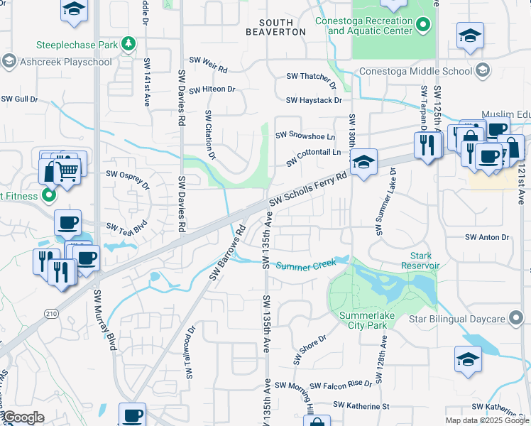 map of restaurants, bars, coffee shops, grocery stores, and more near 10903 Southwest Sage Terrace in Tigard