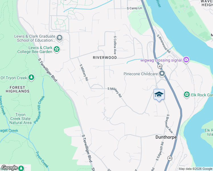 map of restaurants, bars, coffee shops, grocery stores, and more near 1387 South Military Road in Portland